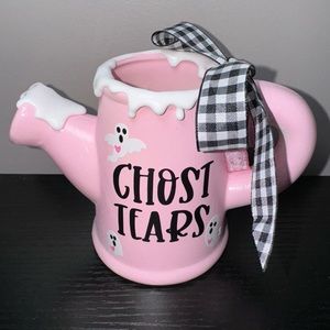 Mini Pink, White, & Black Ghost Tears Watering Can Halloween Decor